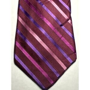 Nicole Miller Neiman Marcus Purple Pink Indigo Stripe Jacquard‎ Tie NWOT